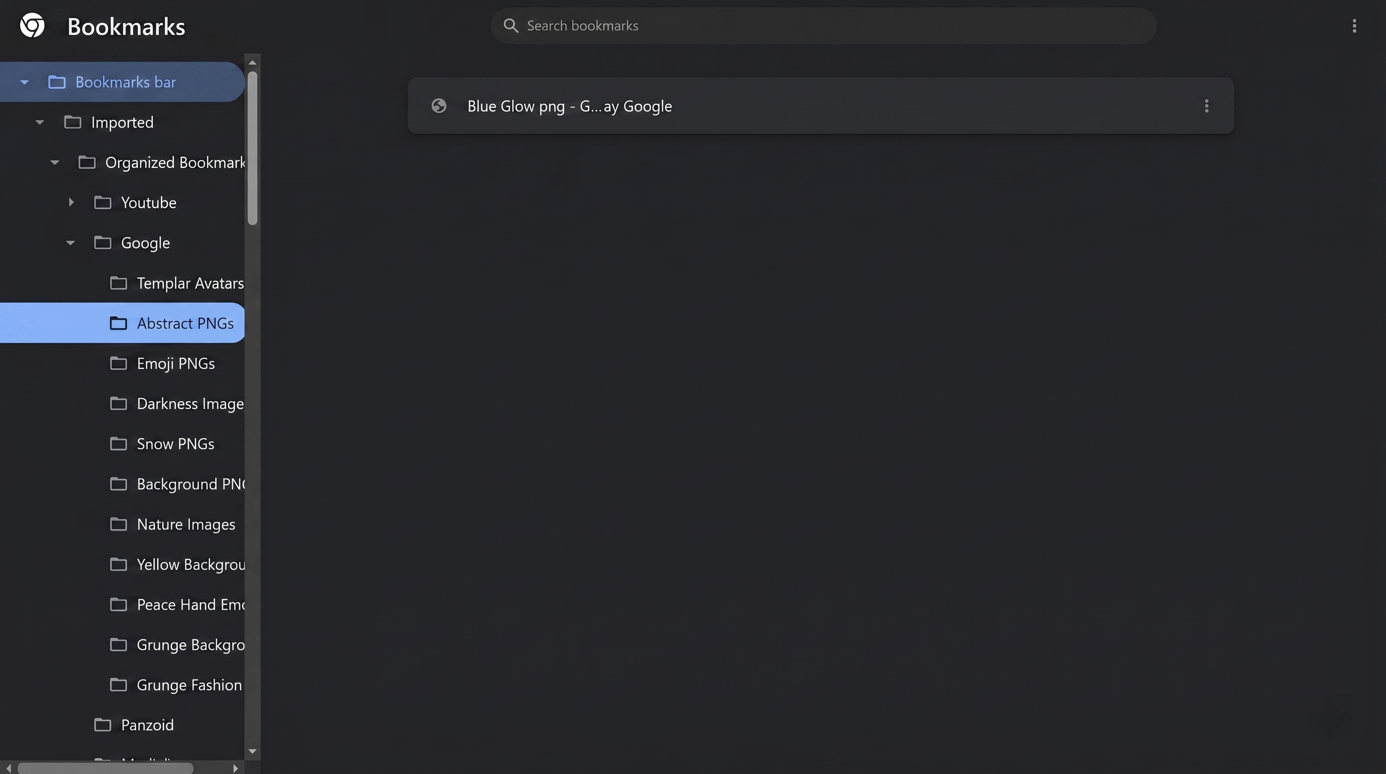 Organized browser bookmarks folders hierarchy