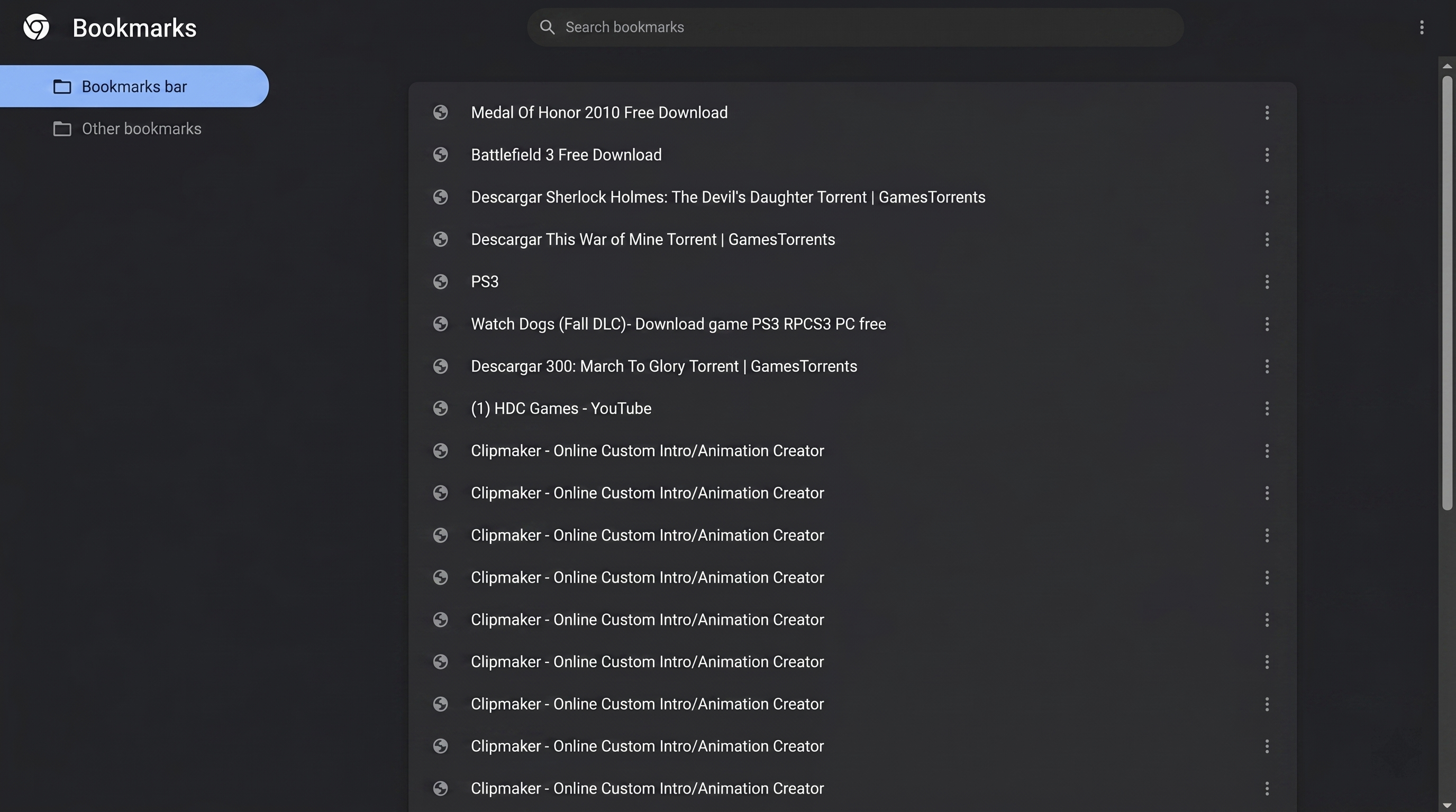 Unorganized browser bookmarks chaos
